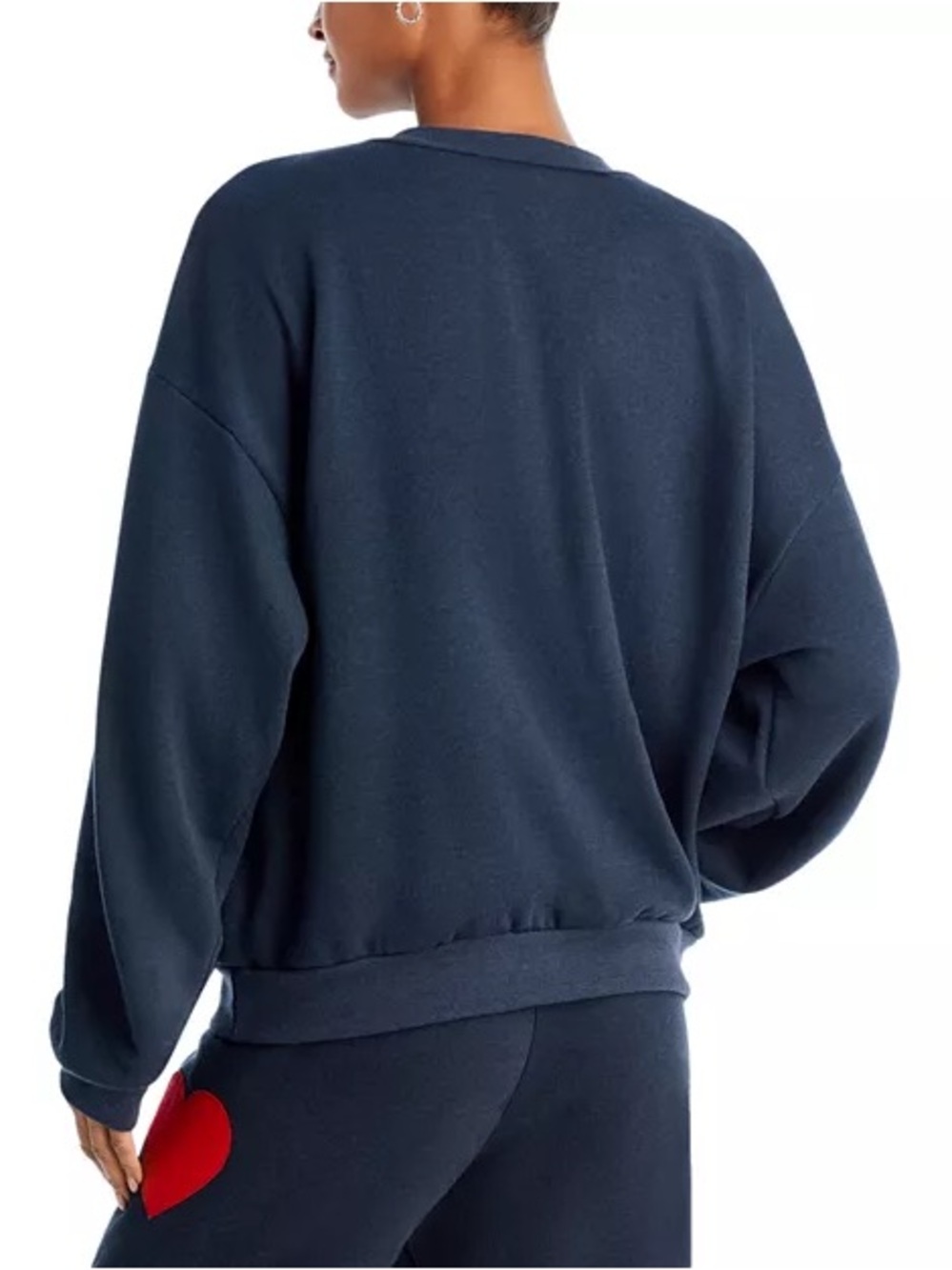 Aviator Nation Navy Crewneck Sweatshirt with Red Heart Patch - Picture 2 of 5